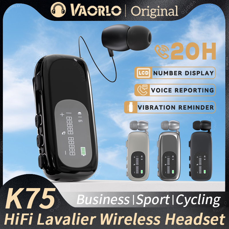 Photography Prompt - K75 ラベリア型ビジネスBluetooth 5.4イヤホン 通話/音楽 20時間再生 マイク付き