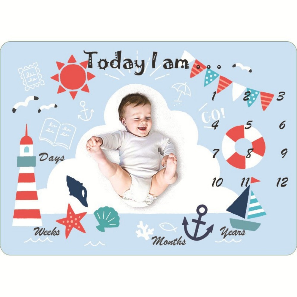 Photography Newborn - VIKAMA 子供用イラストプリント、ベビーマイルストーンブランケット、新生児満月写真撮影用背景ブランケット、ホームナップブランケット