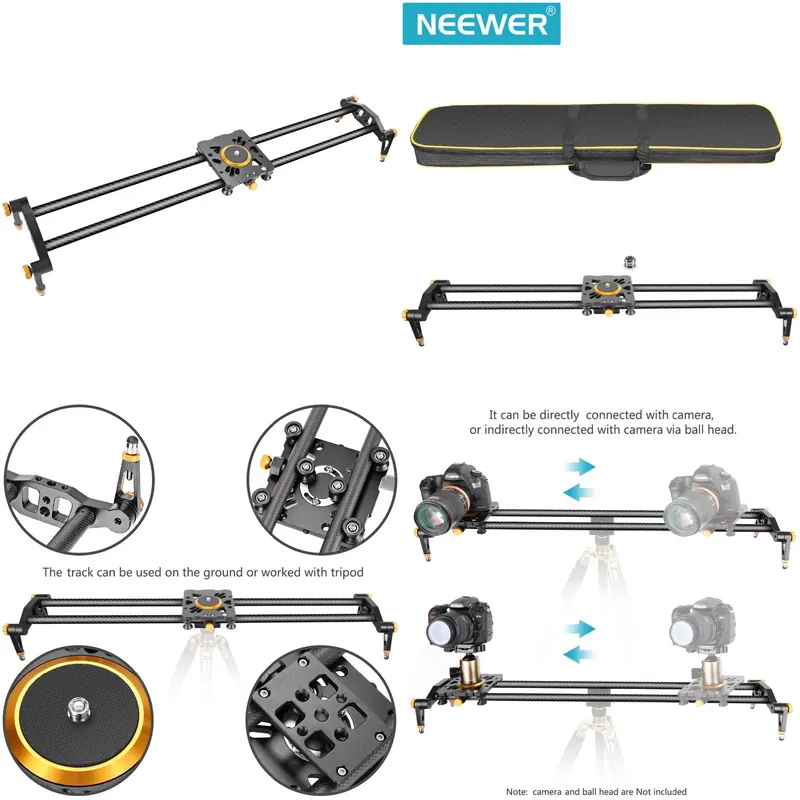 Camera Slider Rail - Neewer 39.4インチ/100cm カーボンファイバーカメラトラック スライダー ビデオスタビライザーレール 6ベアリング付き