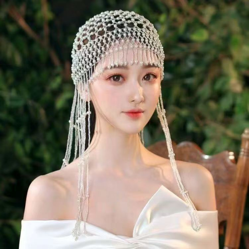 ヴィンテージ手作りビーズパールタッセルヘアアクセサリー女性子 - Photography Wedding のレビューと価格