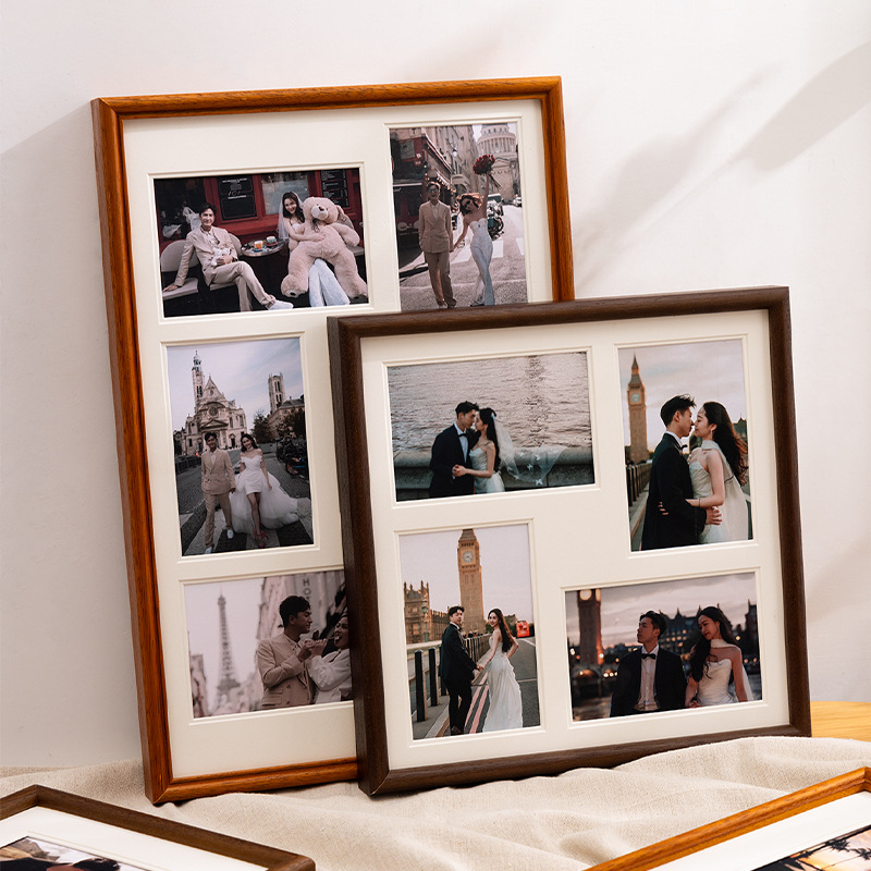 6インチのマルチグリッド無垢材フォトフレーム、家族の成長記録 - Photography Narrative のレビューと価格