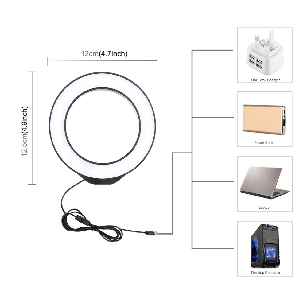 LEDリングライト12cm,写真撮影用USBライト,self - Photography Prompt のレビューと価格