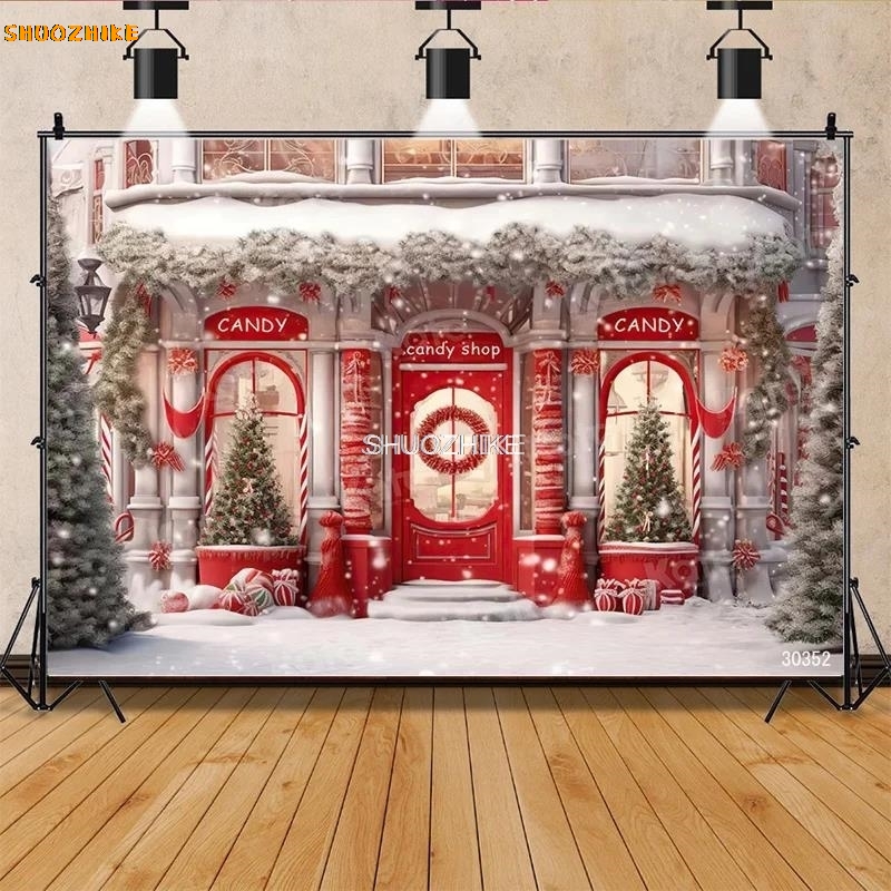 Shuozhike-クリスマスツリーの花の花輪写真の背景、窓 - Photography Backdrop Muslin のレビューと価格