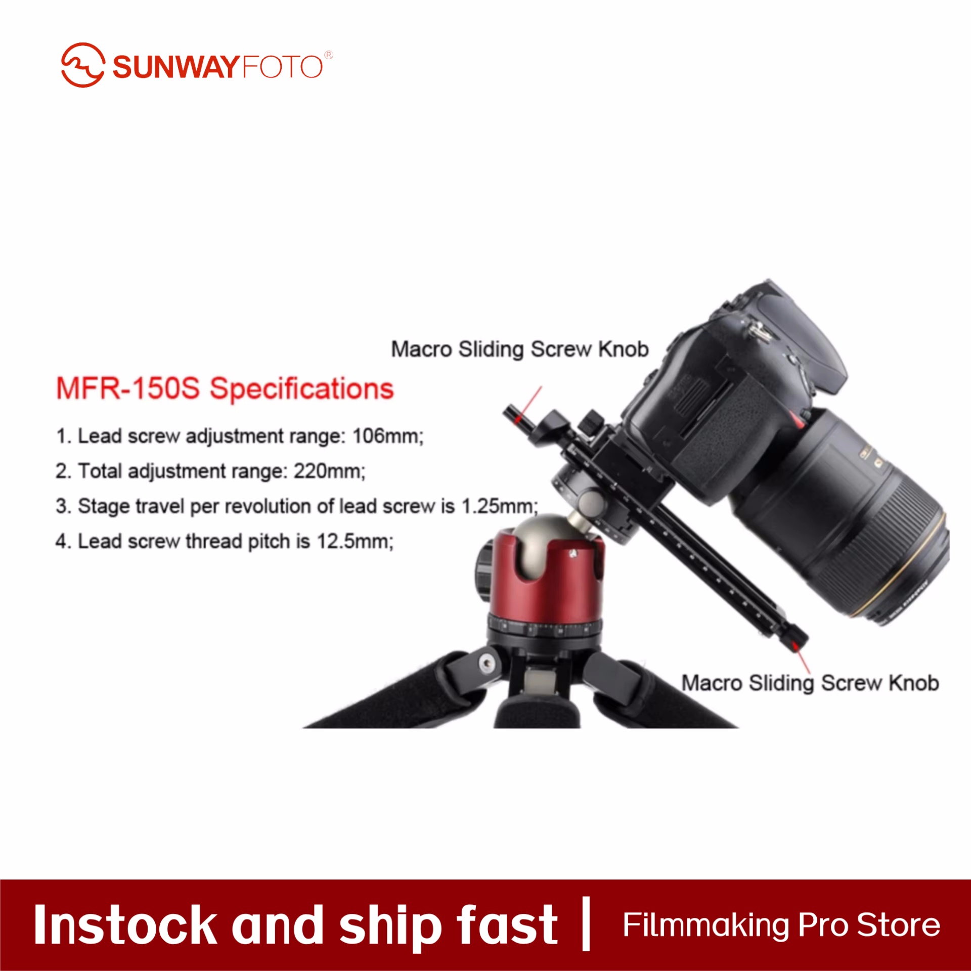 SUNWAYFOTO カメラアクセサリー三脚ヘッドマクロ写真 - Camera Slider Rail のレビューと価格