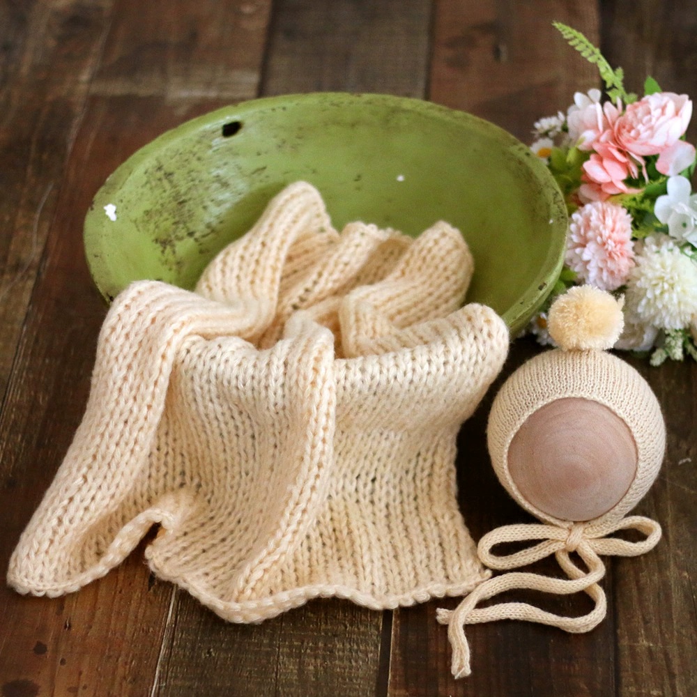 モヘアニットベビーブランケット 帽子付き 新生児写真撮影用小 - Photography Newborn のレビューと価格